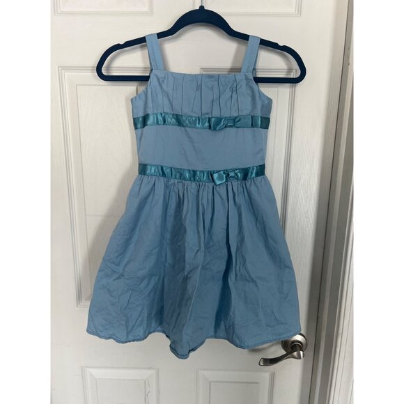American Girl Other - American Girl Blue Sleeveless Dress Size 7 Double Bow Retired Sun Summer Spring